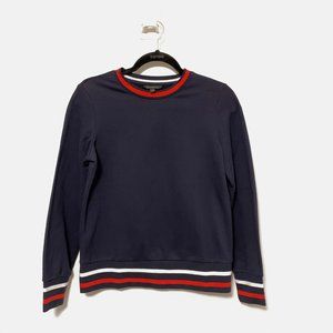 Banana Republic Navy Blue and Striped Sweater